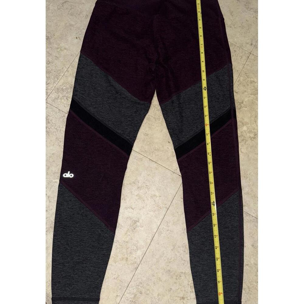 ALO Yoga Leggings Striped Gray/maroon Women Medium Ribbed Waist Fall Dark Goth - Picture 11 of 16